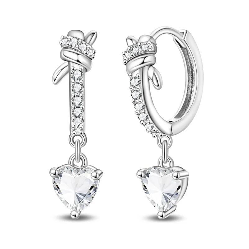 

Original 925 Sterling Silver Exquisite Knotted Hoop Earrings Sparkling CZ Zircon Earrings For Women Fine Birthday Jewelry Gifts