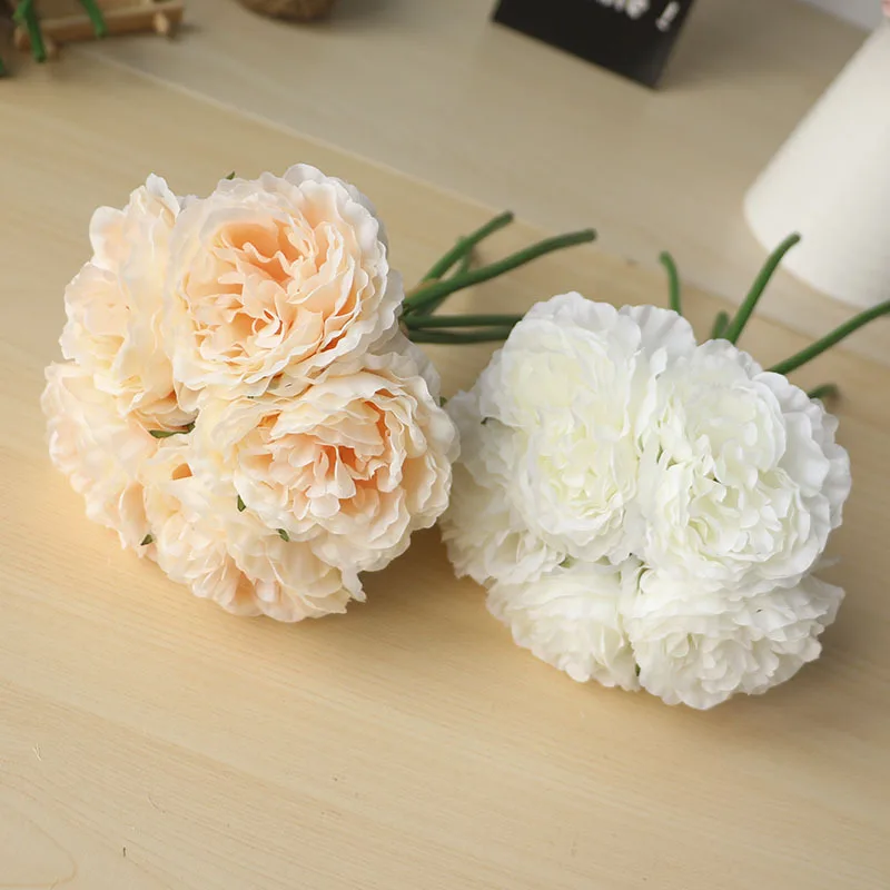 5 Köpfe/Bouquet Pfingstrosen Künstliche Blumen Heimdekoration Seiden-Kunstblumen Pfingstrosen künstliche Blumen für Hochzeits-DIY-Dekoration. – Detail 7