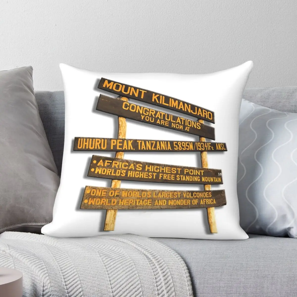 Mount Kilimanjaro Sign Climbing Pillowcase Polyester Linen Velvet Creative Zip Decor Sofa Cushion Cover