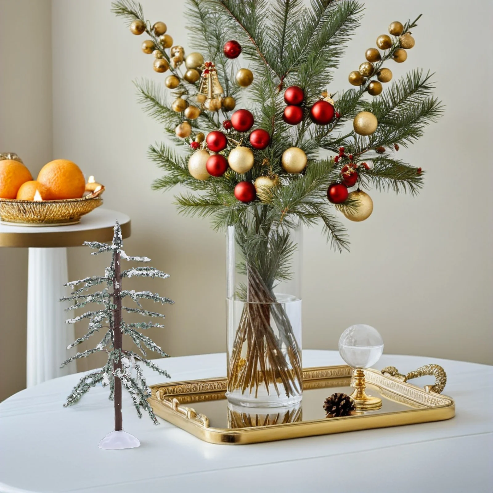 

3Pcs Mini Christmas Tree Snow Frost Artificial Pine Tabletop Holiday Decorations Desktop Winter Decor Mini Tree