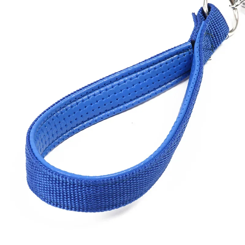 Laisse de printemps en cuir PU pour chiens, courte, pour grands chiens, corde en Nylon, Durable, résistante à la mastication, chaîne pour animaux de