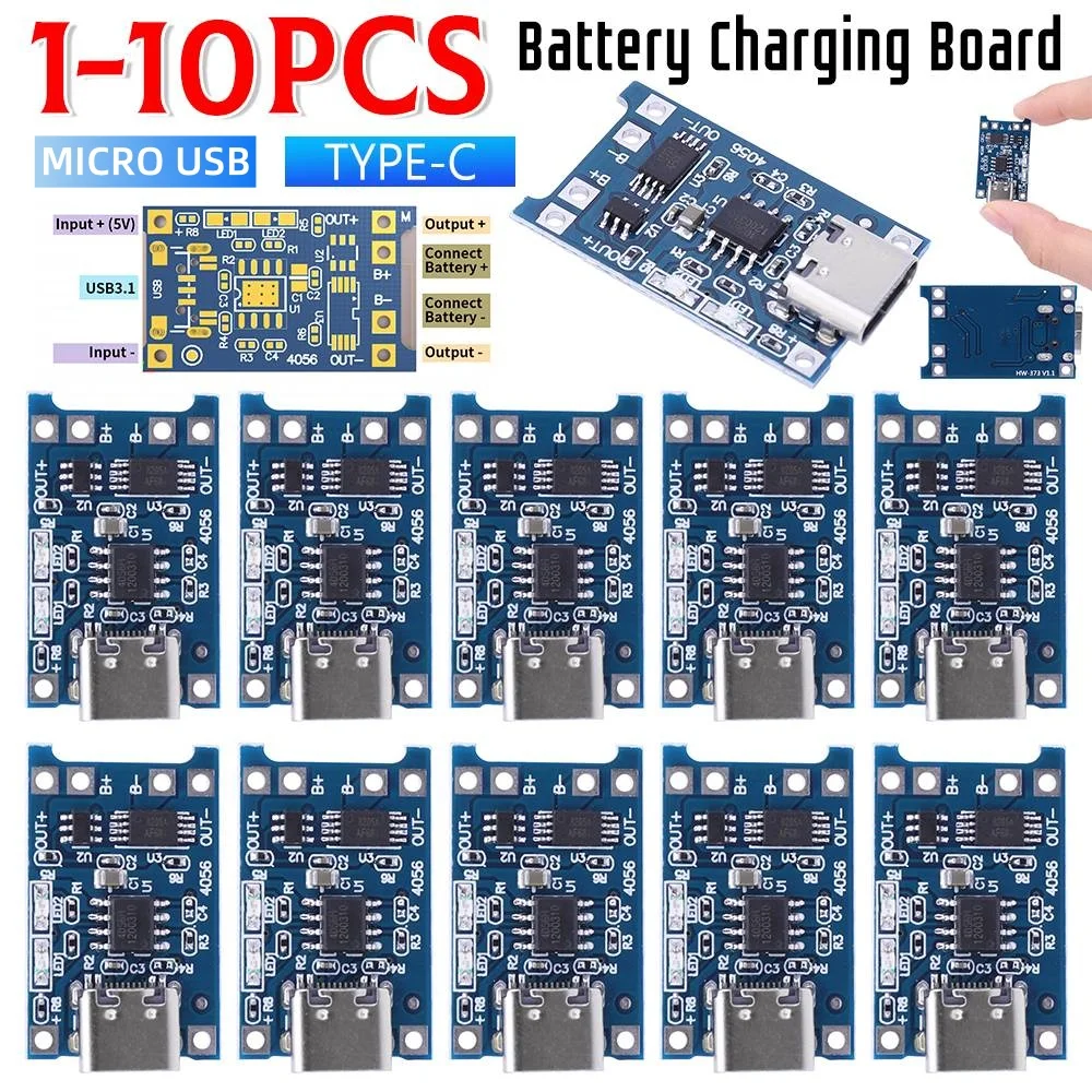 1-10PCS 5V 1A Micro USB/Typ-c 18650 Lithium-Batterie Ladegerät Modul Lade Board mit Schutz Dual Funktionen Li-Ion