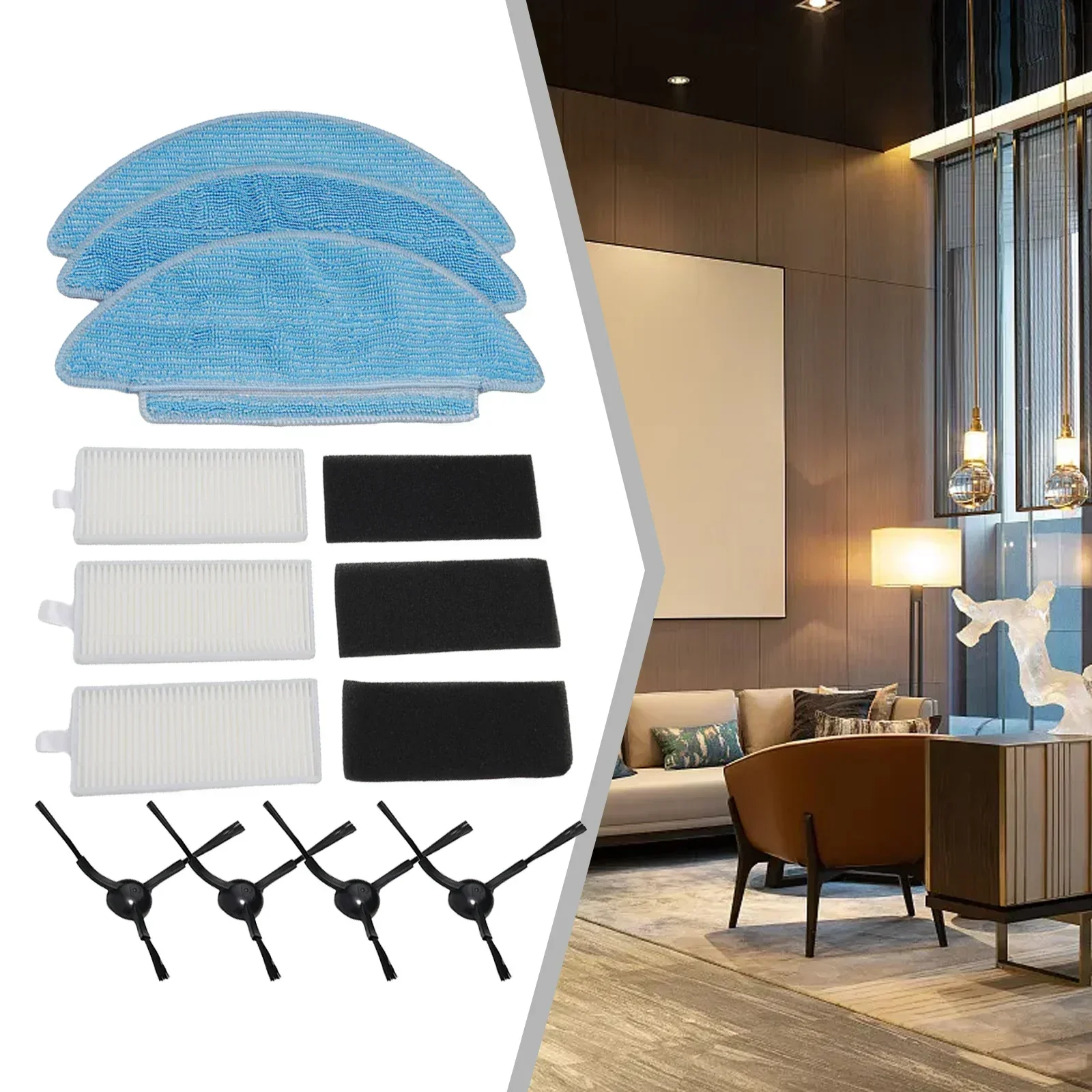 طقم قماش ممسحة مرشح فرشاة جانبية لـ Tikom L9000 لملحقات استبدال قطع غيار المكنسة الكهربائية الروبوتية