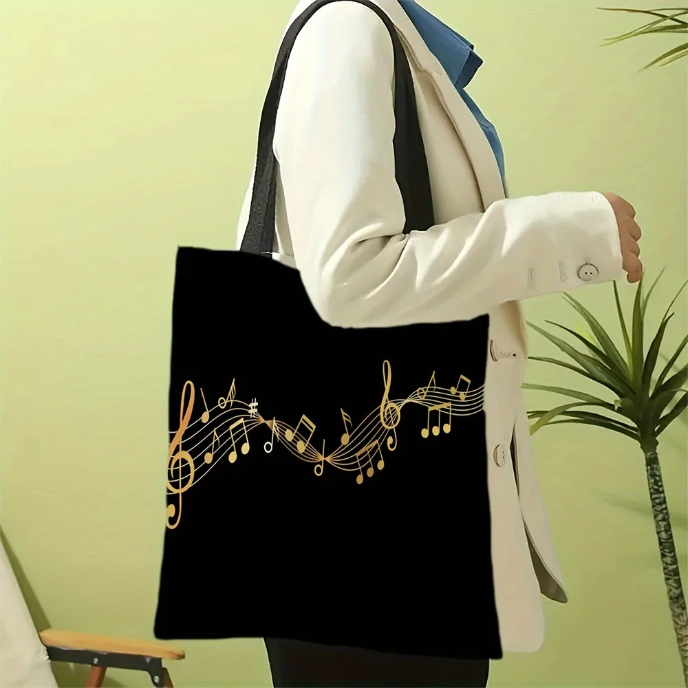 Gold Music Yuefu Printed Handbag, Casual And Interesting Shopping Bag Suitable For Casual Daily Travel And Work Tote Bag