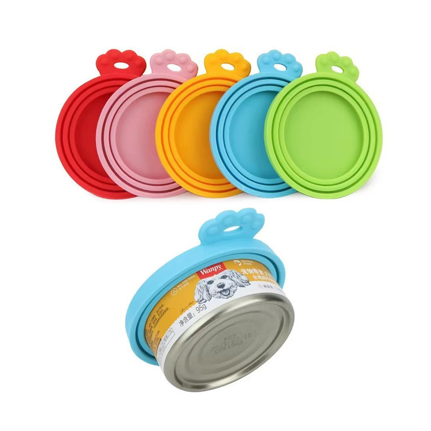 Reusable 3 In 1 Pet Food Can Silicone Cover Dogs Cats Storage Tin Cap Lid Seal Cover Pet Supplies For 8.5cm/7.5cm/6.5cm