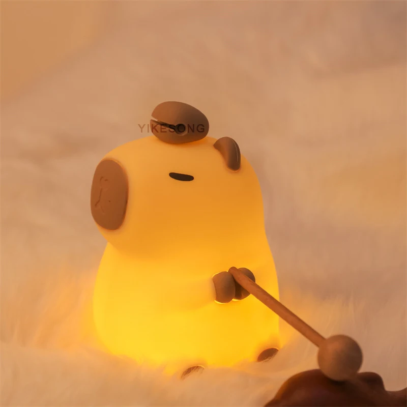 LED Night Lights for Children Bedroom Cute Animal Mango Capybara Lamp Touch Sensor Dimmable USB Rechargeable RGB Timing Gift