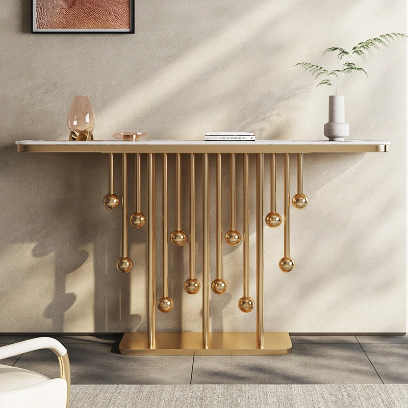 bc-Newest Modern Luxury Marble Top Console Table Designer Stainless Steel Entrance Hall Simple End Table Living Room Furniture·