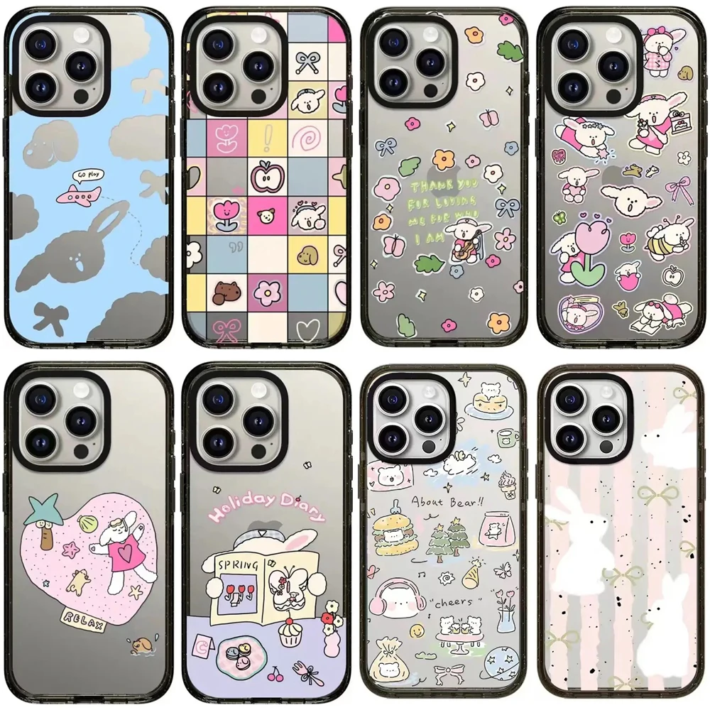 

Relax Cartoon Acrylic Black Border Phone Case Cover for IPhone 11 12 13 14 15 16 Pro Max Case