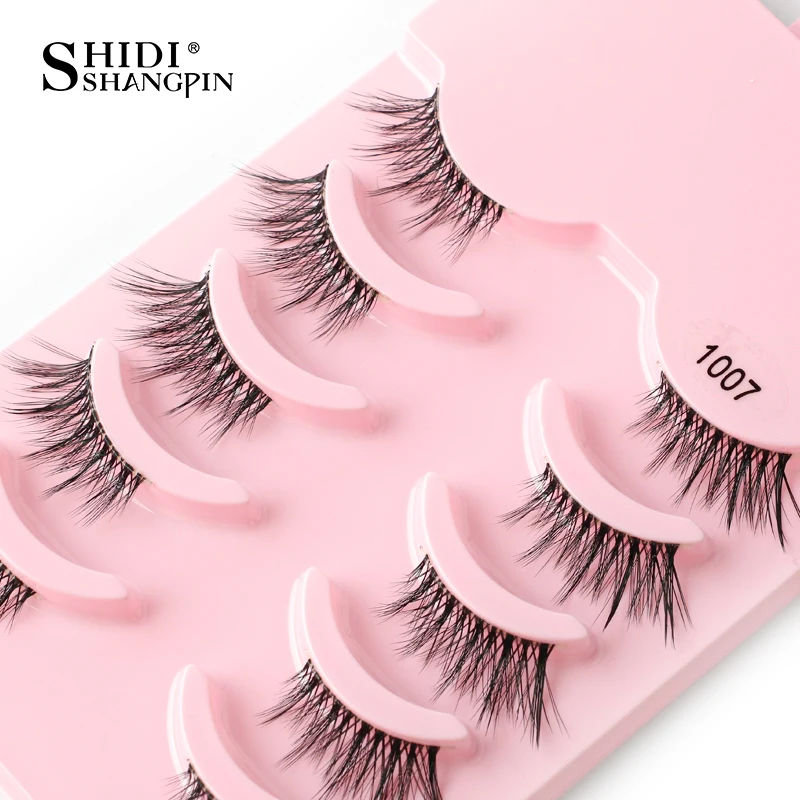 SHIDISHANGPIN 3/5 Paar halbe Wimpern, transparenter Stiel, unsichtbares Band, künstliche Nerzwimpern, wiederverwendbar, falsche Wimpern, natürlich, flauschig – Detail 19
