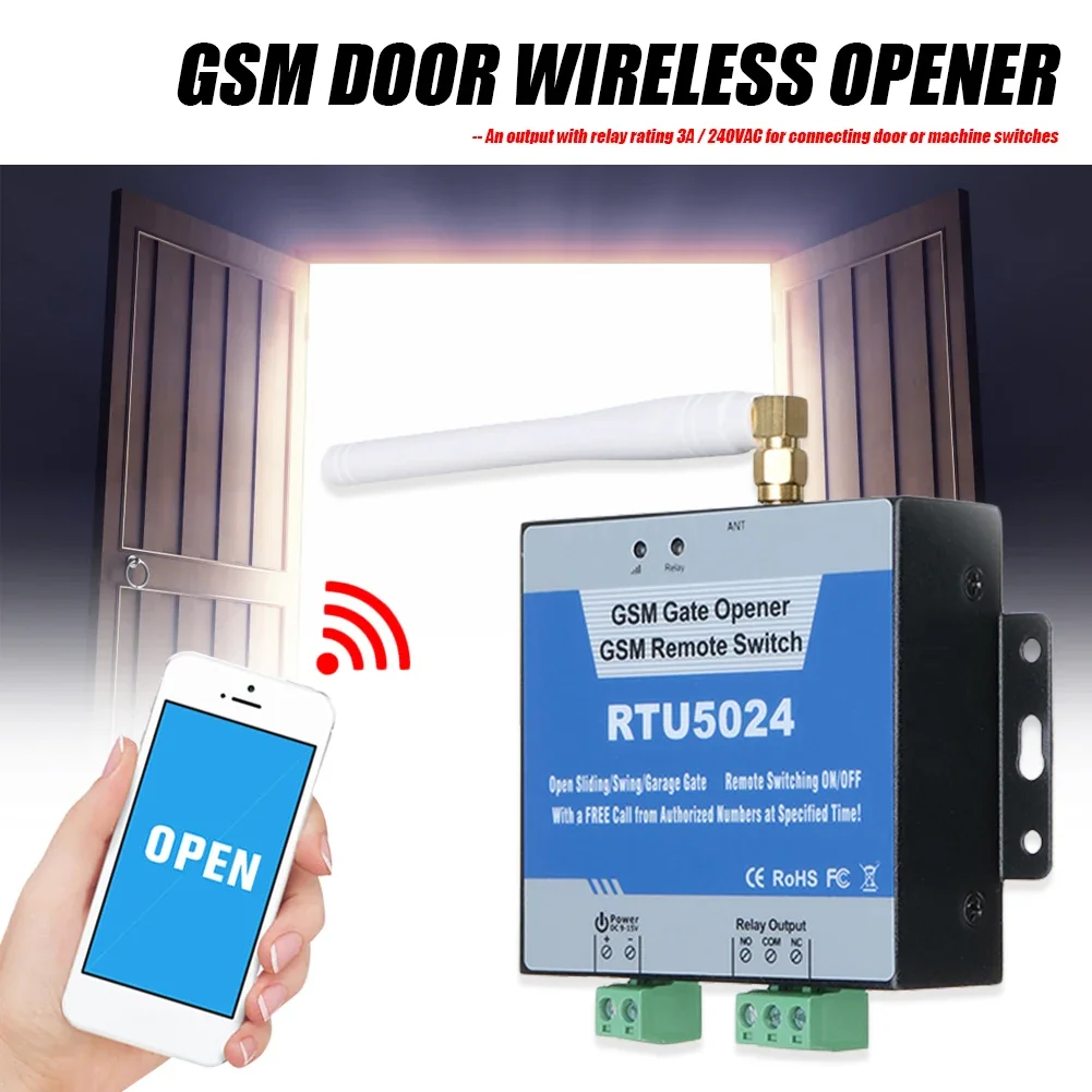 RTU5024 GSM 접근 제어 문짝 오프너 릴레이, 원격 무선 문짝 접근 오프너, 프로그래밍 가능 4G /EU 플러그 보안 장치