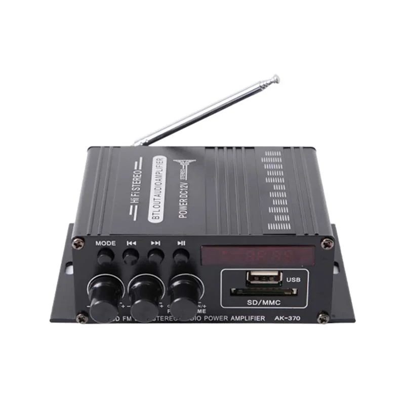 AK370 Home Digital Amplifier Mini Hifi Bluetooth Audio Power Amplifier for SD Card U Disk Aux Speaker Mp3 Stereo Sound
