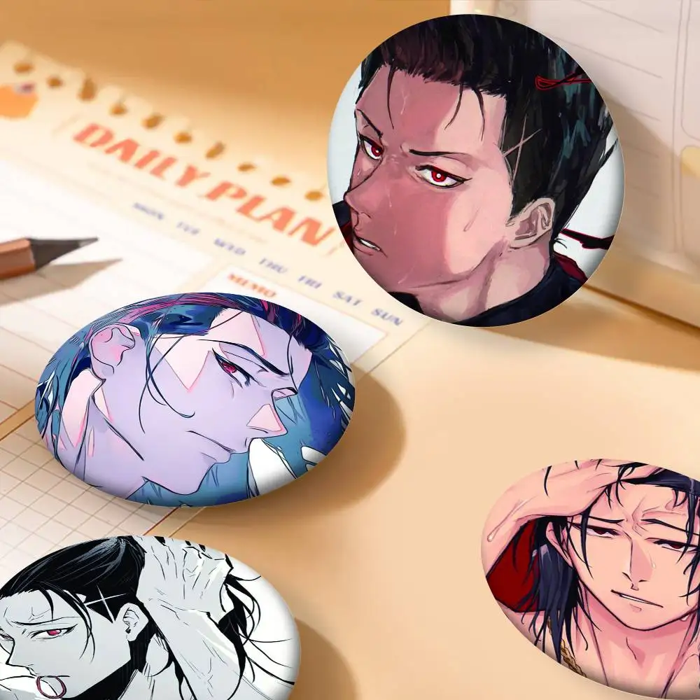 1 unidad de insignias de Anime Shoei Baro, insignia láser redonda, broche, ropa, mochila, accesorios, solapa