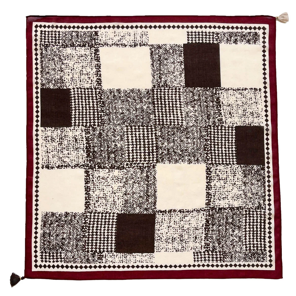 New Vintage Boho Square Scarf for Women Summer Lightweight Ethnic Bandana with Tassels Neck Hair Elegent Hijab Neckerchief