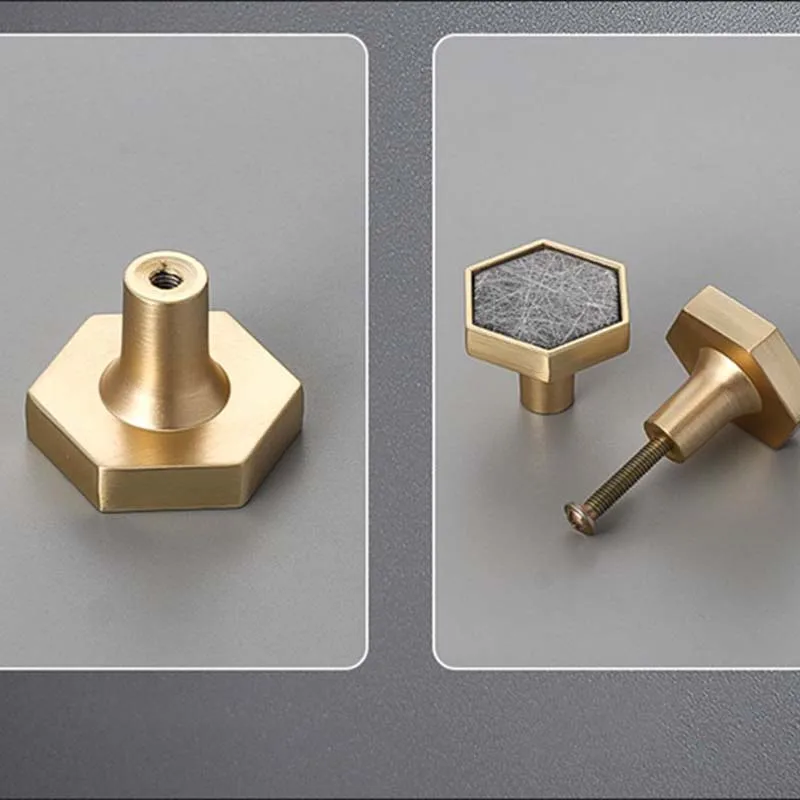 Shell Hexagonal Drawer Cabinet Door Wardrobe Brass Single Hole Door Handle Simple Personality Creative Shell Nordic Small Handle