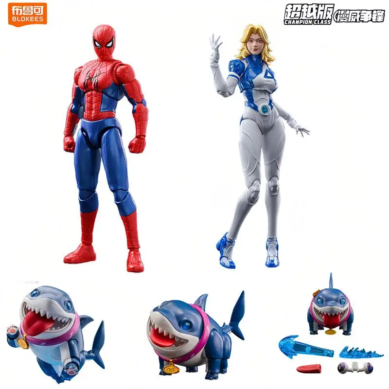 BLOKEES Marvel Spider-Man: Brand New Day Susan Storm Jeff the Land Shark Marvel CHAMPION CLASS Versión Figura de Acción Modelo Juguetes