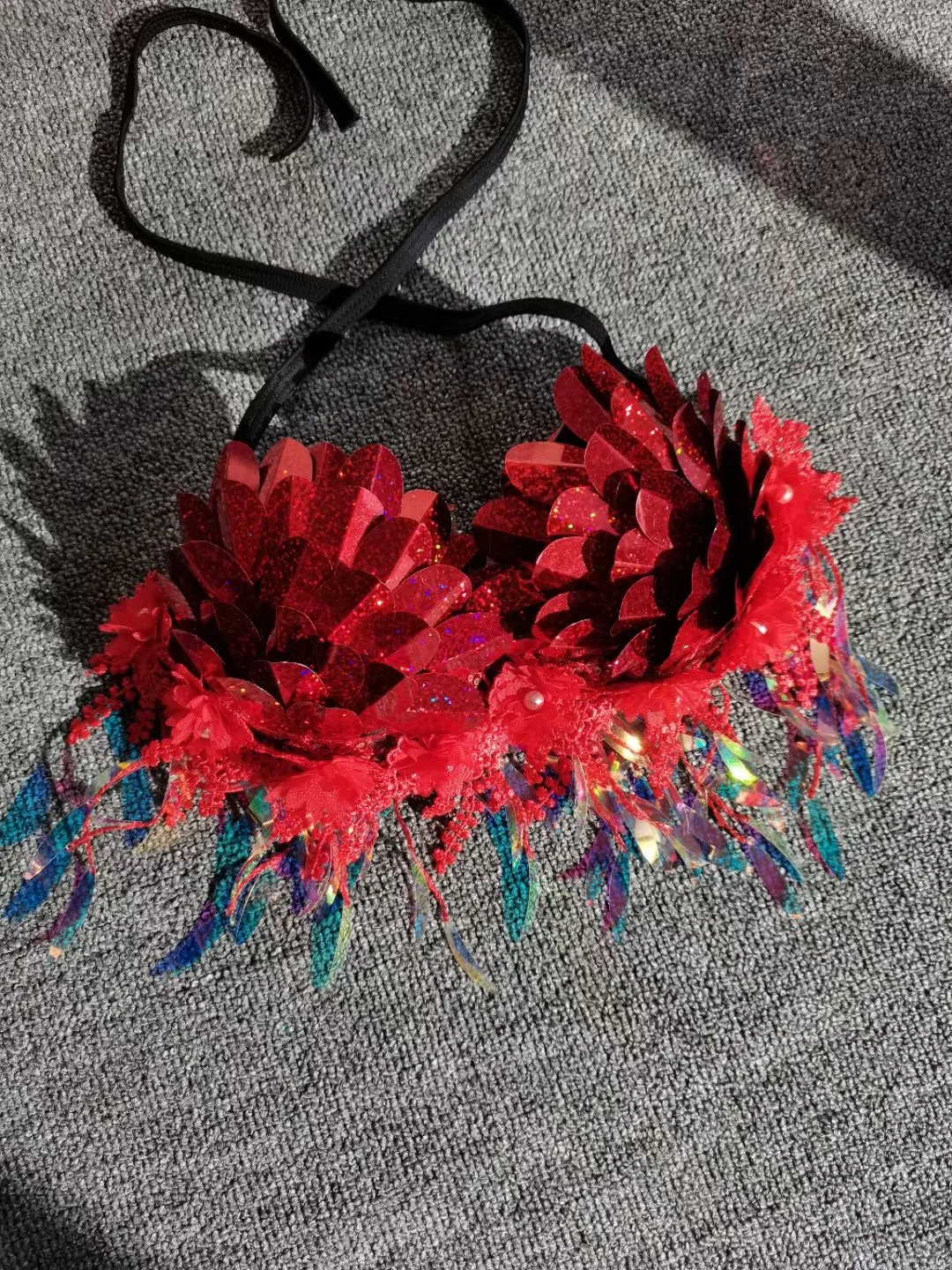 High-Quality Mermaid Sequin Shell Bikini Top Bra Oceanarium Bar Table Performance Clothes Fishtail Leather