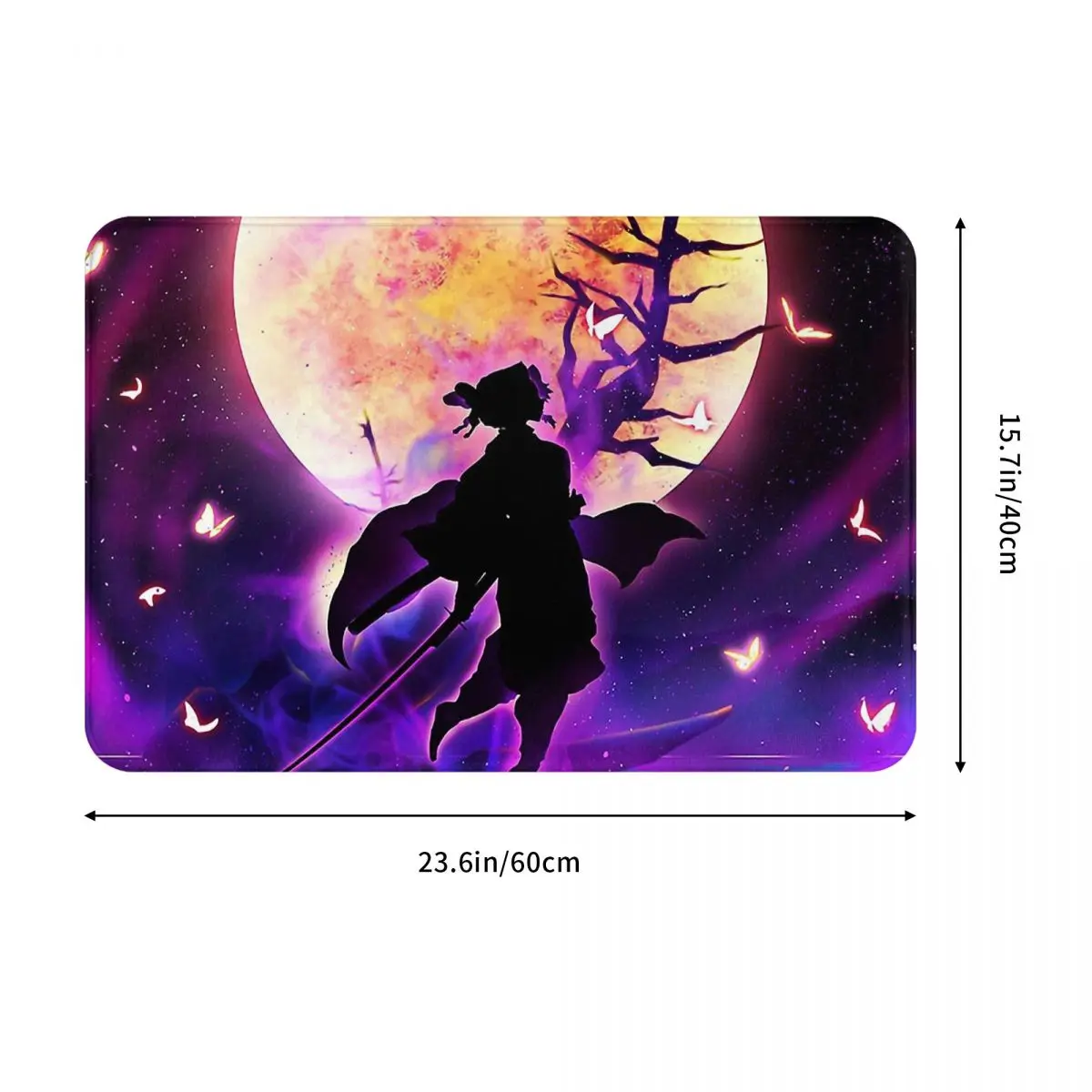 Demon Slayer Kimetsu no Yaiba Adventure Anime Bedroom Mat Kyojuro Rengoku Moon Flannel Carpet Entrance Door Rug Home Decoration