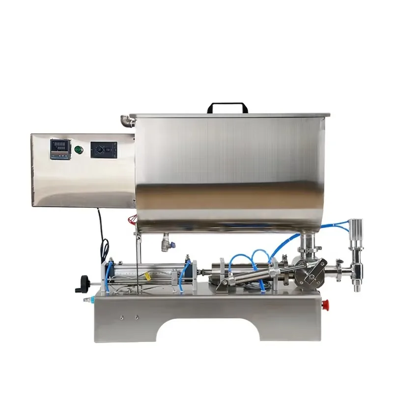 

Good Selling 100-1000ml Semi Automatic Pneumatic Piston Small Paste Sauce Filling Machine With U Type Heating Mixer