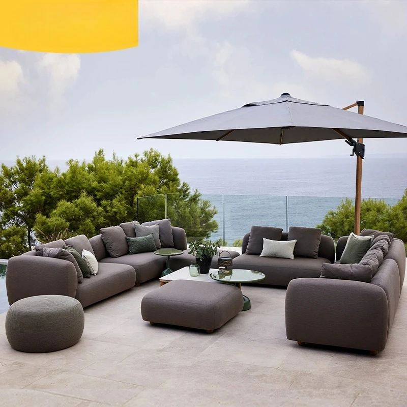 Outdoor leisure sofa combination bed courtyard villa balcony teak furniture outdoor open-air waterproof and sunscreen coffee tab