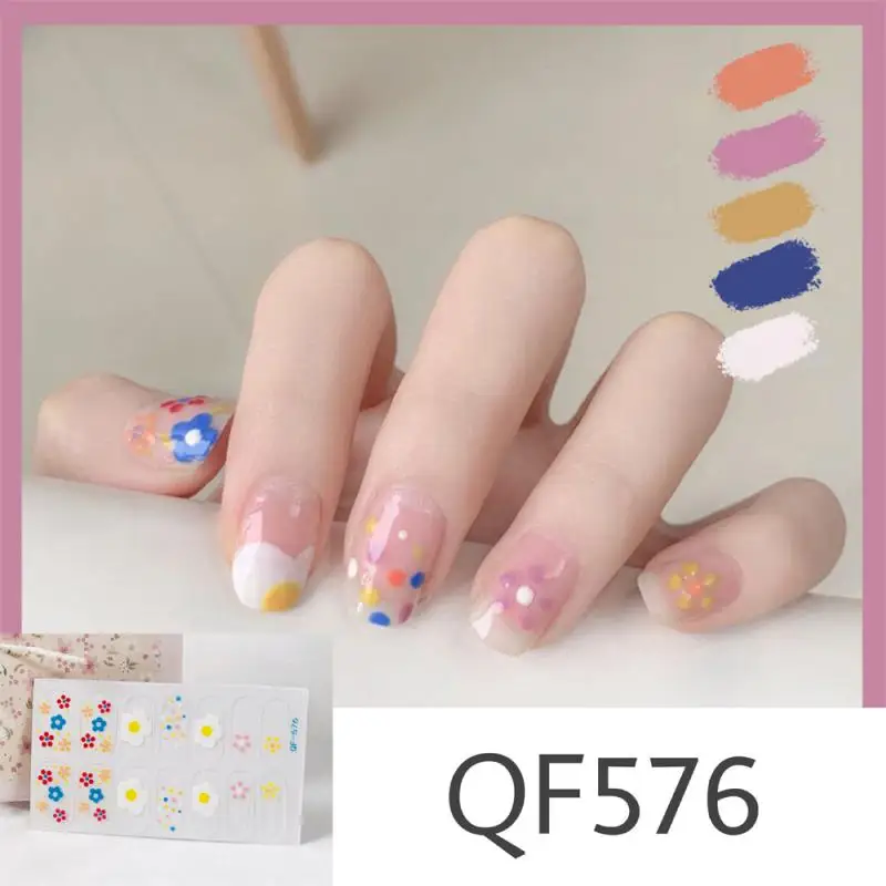 Semi Cured Gel Nails Art Stickers Fashion Solid Color Manicure Decal UV LED Lamp Gel Nail Decals Nail Sticker Decoration