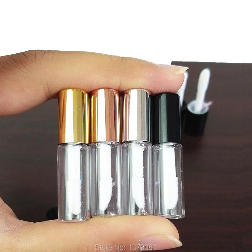 

Empty 1.2ml Clear Lip Gloss Tube Lips Balm Bottle With Wand Mini Refillable Lipstick Container