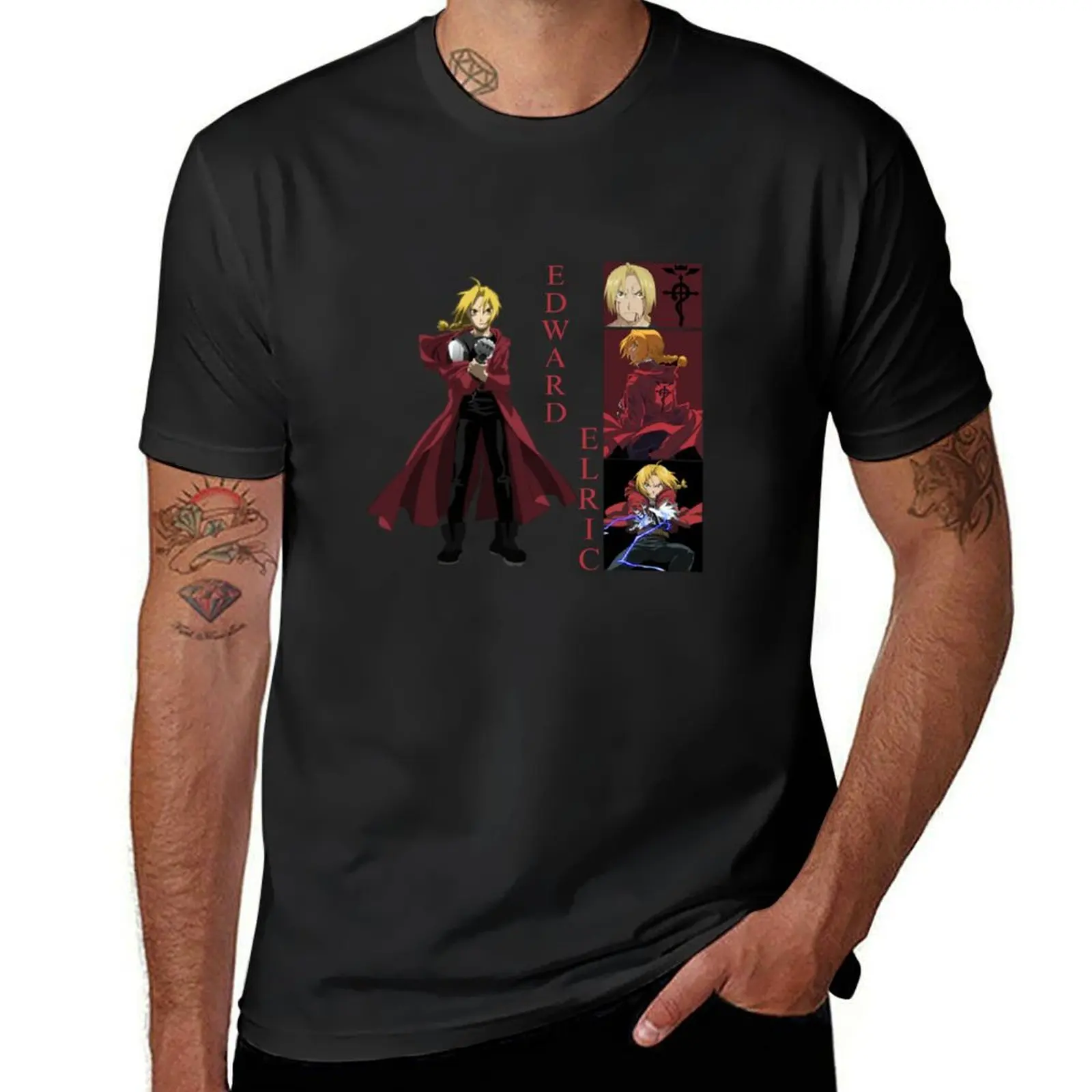 

Japanese anime edward elric T-Shirt boys whites blue lock sweat funny t shirts men