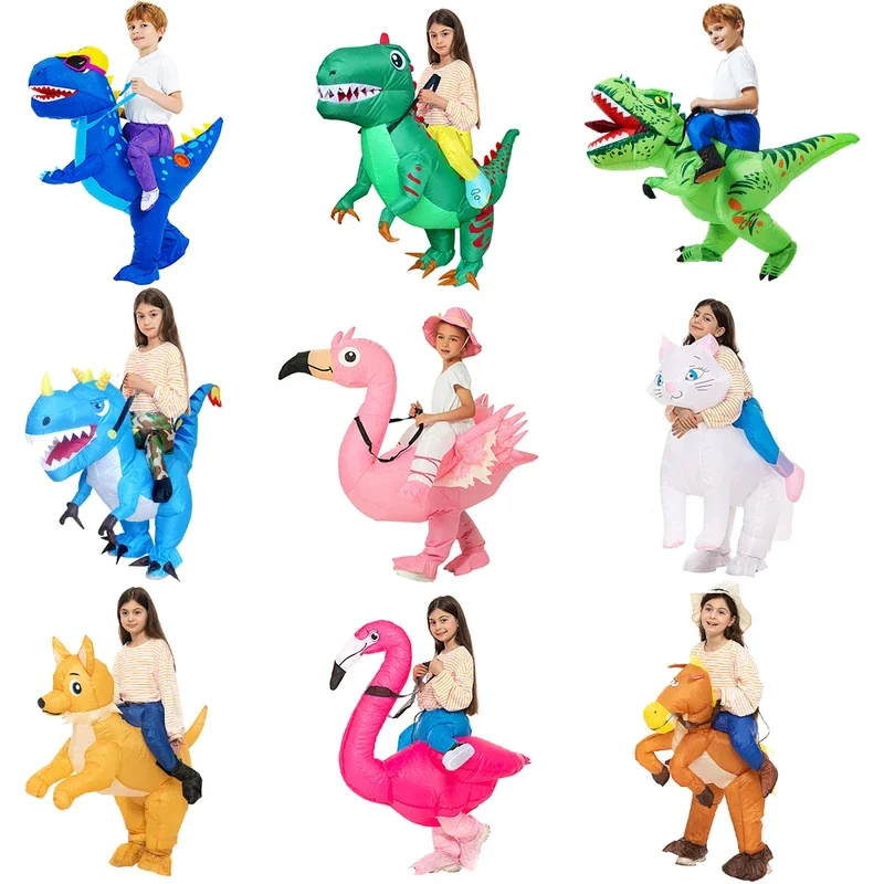 Kids Child Flamingo Dinosaur Inflatable Costume Dress Suits Boys Girls Halloween Christmas Purim Anime Party Cosplay Cost IUYY12