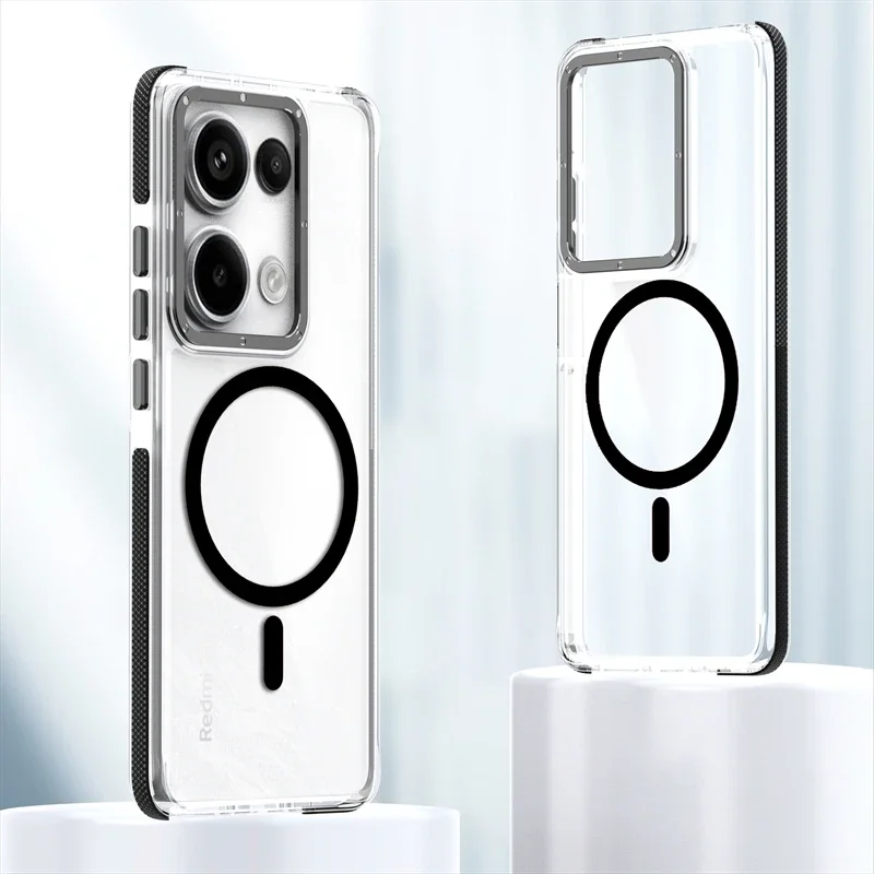 

Противоударный чехол военного класса двойного цвета для Xiaomi Redmi Note 13 Pro Plus, зеркальная рамка из ТПУ, пластиковая прозрачная Магнитная задняя крышка