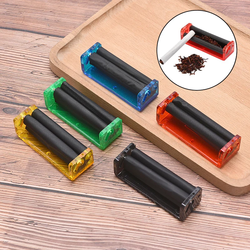 1PC 70mm Easy Manual Cigarette Tobacco Smoking Roller Maker Rolling Machine Clear Color Random view 3
