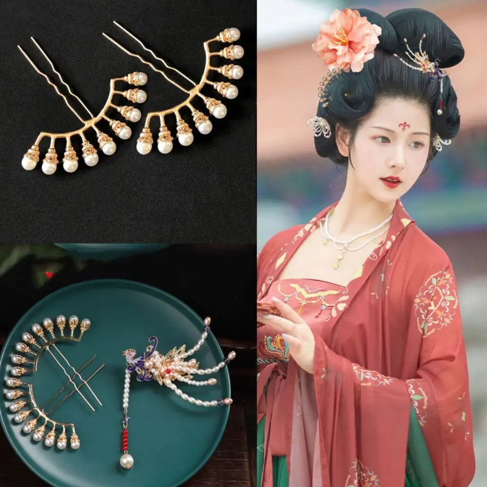 

Заколка для волос в китайском стиле с кисточкой, жемчуг Феникс, палочка для волос ханьфу, палочка для волос из сплава, головной убор ханьфу, палочки для волос для длинных волос