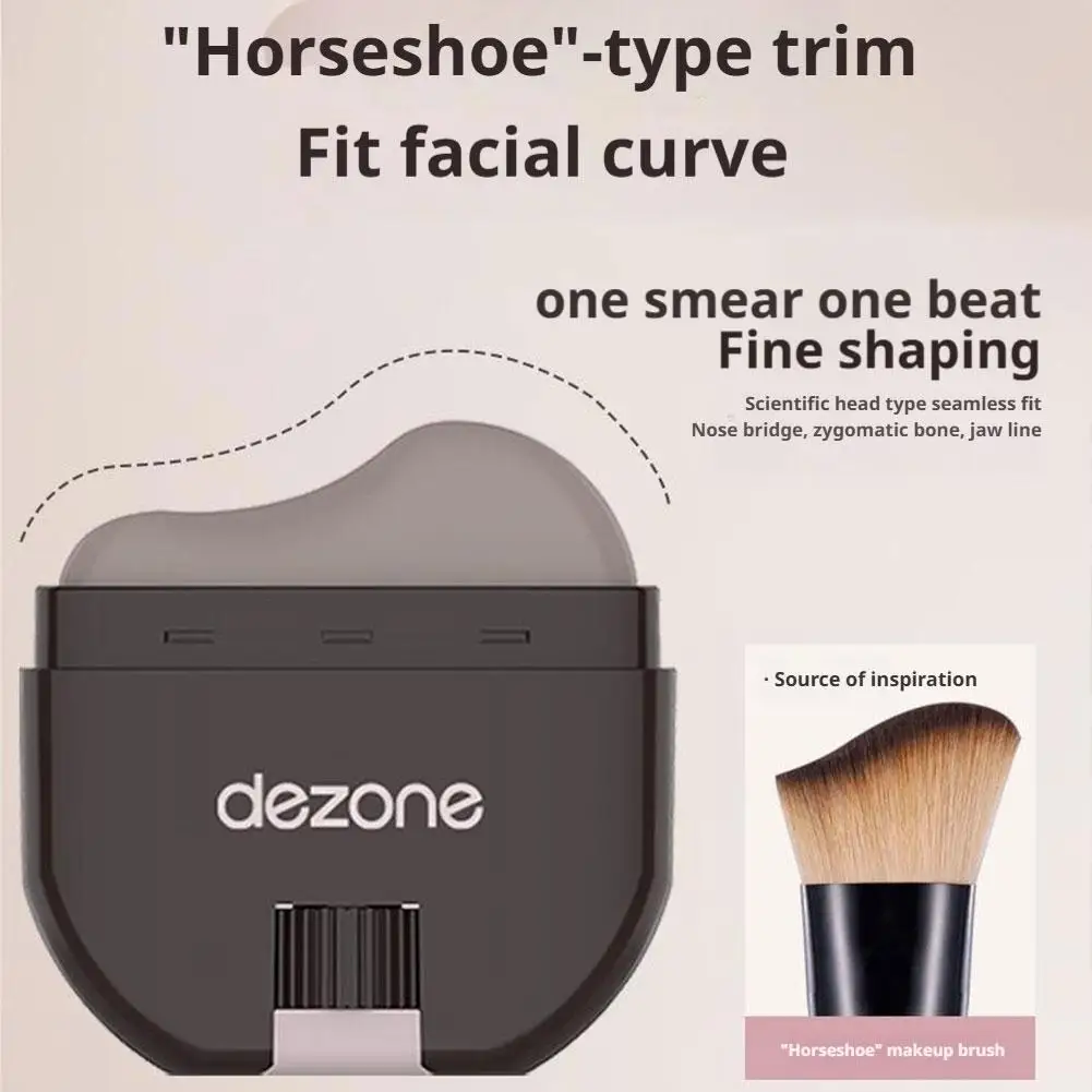 Pędzel do konturowania i rozświetlania w kształcie ukośnym z brązowym puderem, pędzel do naprawy konturów twarzy, pędzel do konturowania i rozświetlania, pędzel do konturowania i rozświetlania w kształcie ukośnym do twarzy w kształcie litery V.