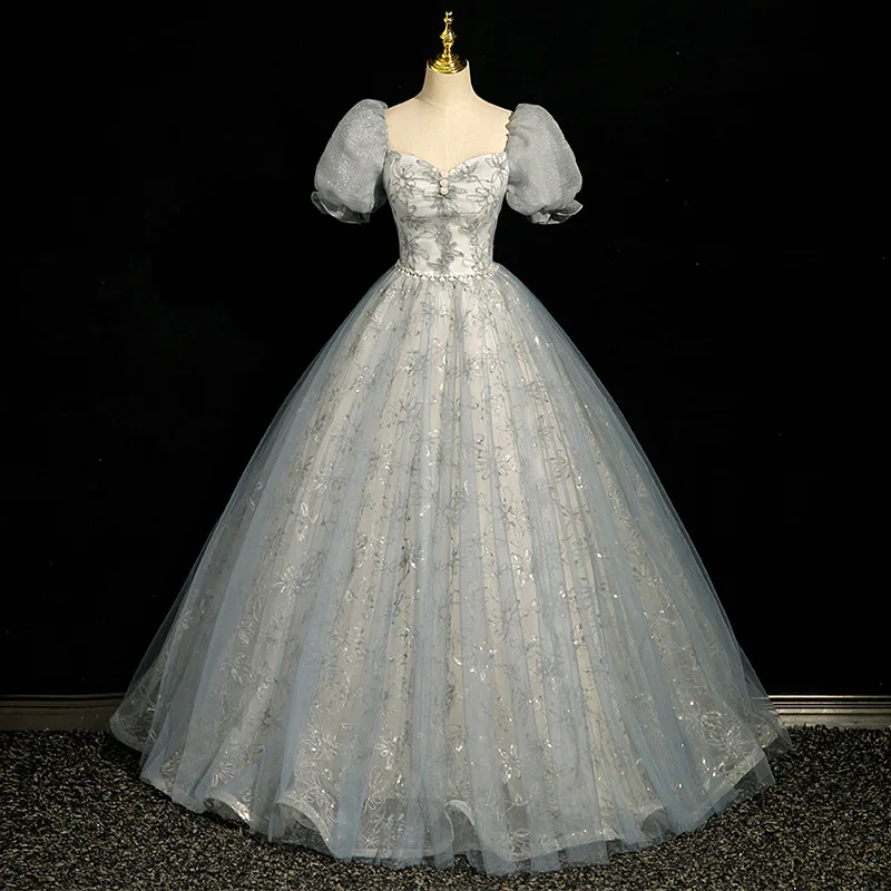 

Элегантное вечернее платье Французское элитное вокальное искусство Экзамен Американский голос Соло Платье Синяя побеждающая принцесса Фея Пышная юбка Хозяин