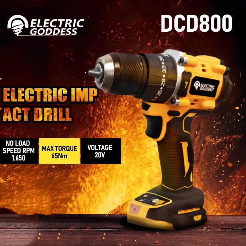 

Electric Goddess DCD800 Electric Drill 20V Brushless Cordless Screwdriver Compact Drill/Driver Tools For 20V Dewalt Battery