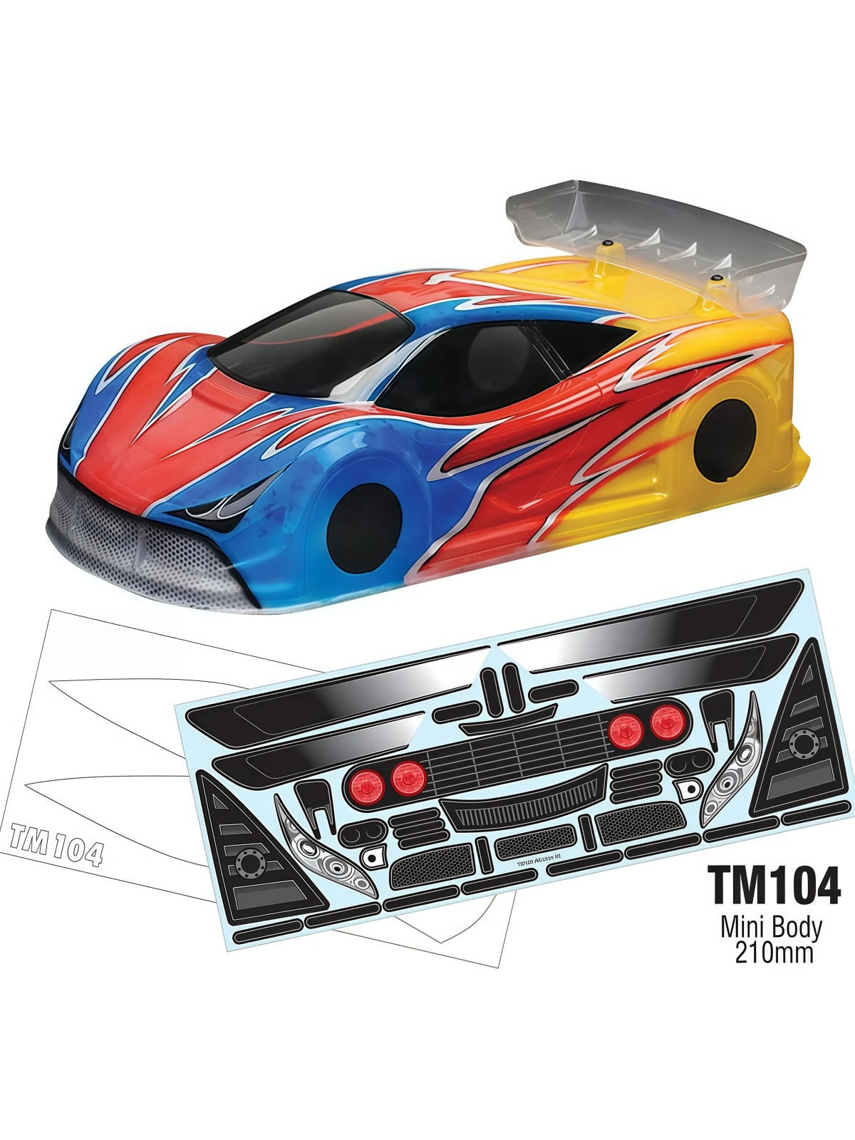Team C TM104 1/12 Clear PC Lexan Body Shell Mini RC M Car Body 210mm Wheelbase With Rear Wing Decals Mask