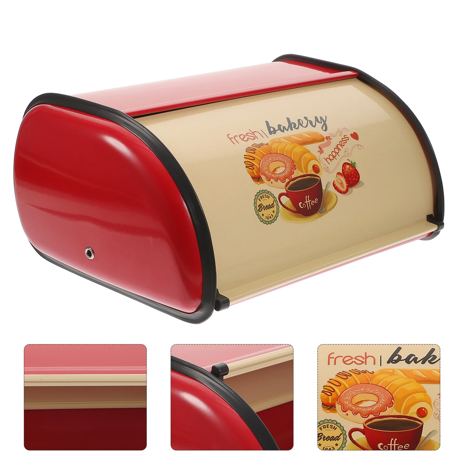 Vintage Bread Container Box Bin for Kitchen Countertop Desktop Storage Red Iron
