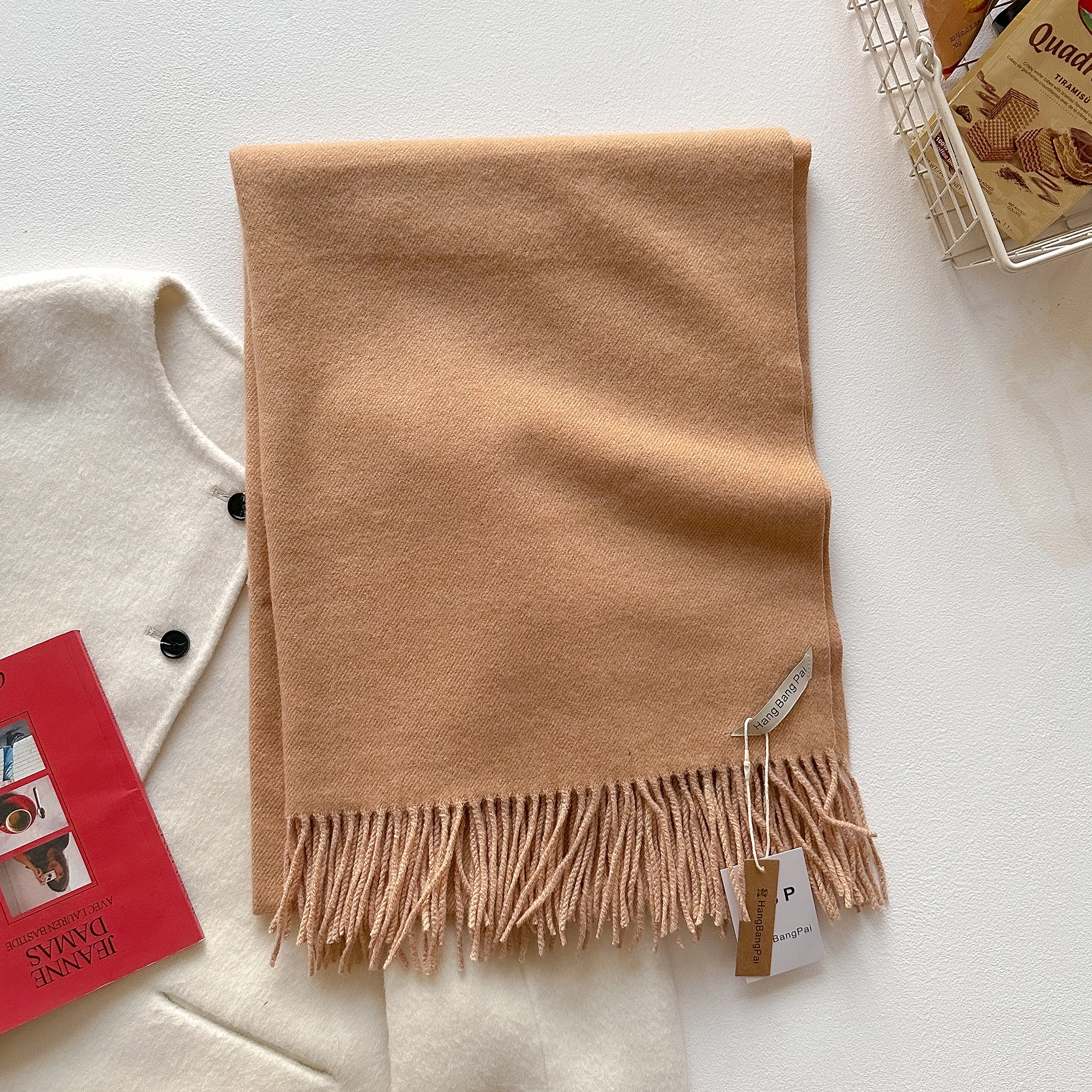 2023 neue Winter Wolle Schal Für Frauen Lange Warme Kaschmir Schals Hijab Solide Dame Schal Wrap Weibliche Pashmina Bandana Kopf schals – Detail 17