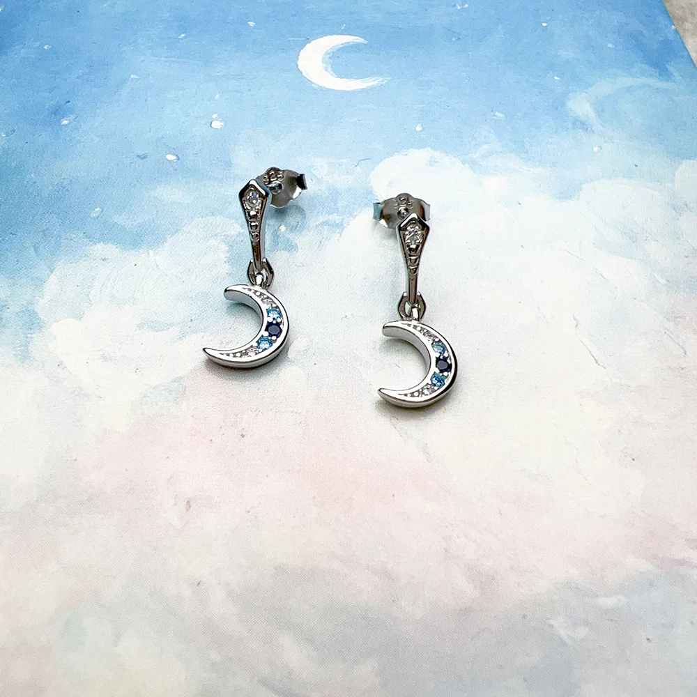 Drop Earrings Royalty Moon Vintage Gift For Women High Quality Europe Style 925 Sterling Silver Fine Jewelry
