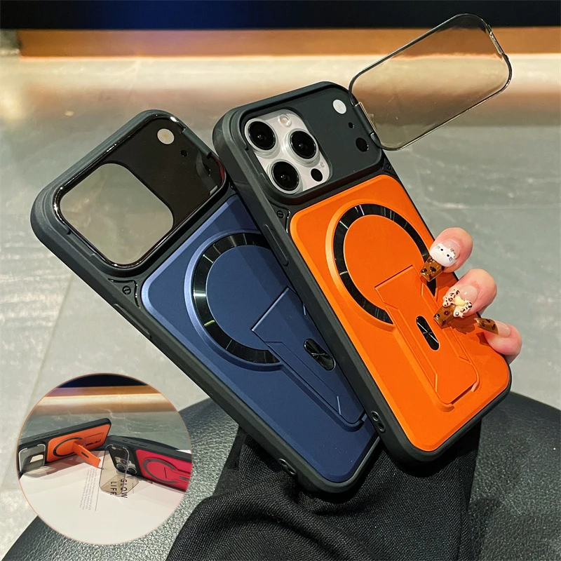 Versteckter Halter für MagSafe Magnetisches Ladegehäuse für iPhone 17 16 15 14 13 12 11 Pro Max Air Plus Stoßfeste Kameraständer-Schutzhülle