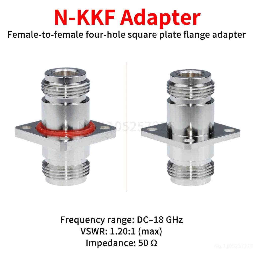 N-KKF Female-to-Female 4-Port Square Panel Flange Adapter 18 GHz Test Head Waterproof 50 Ohms Internal Thread (1pcs)