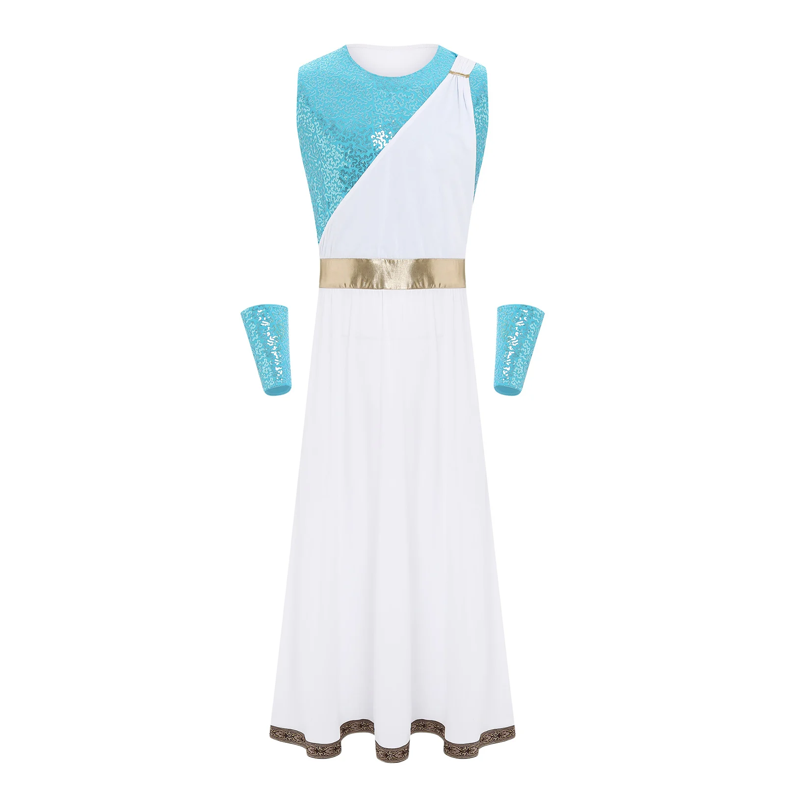 

Roman Senator Cosplay Outfit for Men Shiny Round Neck Robe with Decorative Cuffs Halloween Prince Fancy Dress Ball Costume