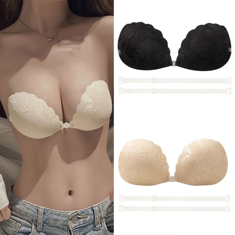 

Women Invisible Adhesive Nipple Covers Flower Lace Design Sweatproof Strapless Bra Push Up Pasties For Backless Dresses 6XDA