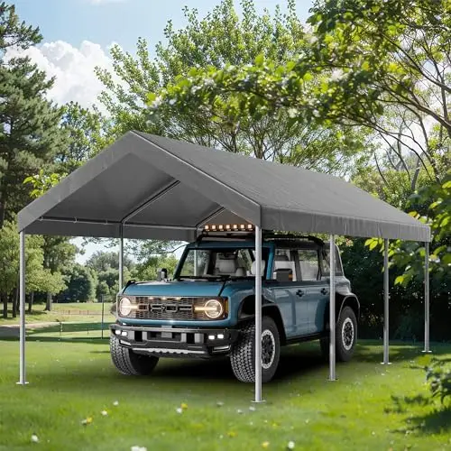 10x20FT Heavy Duty Portable Garage Canopy,Upgraded Extra Large Portable Car Tent with Galvanized Steel Roof and Frame
