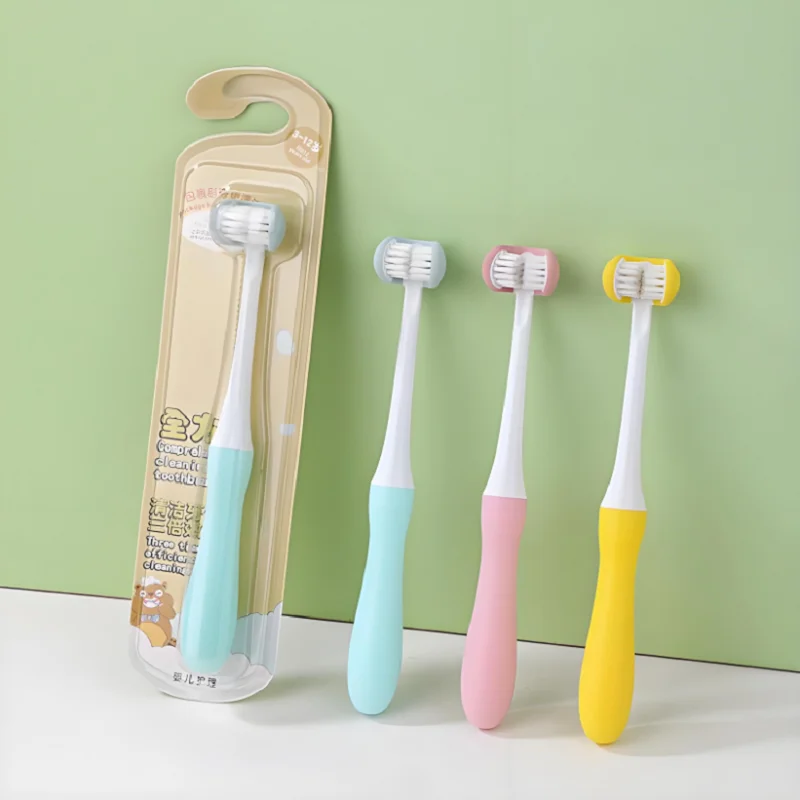 

C-Type Silicone Brush Head Children's Soft Bristled Toothbrush, Cleaning and Protecting Gums, Suitable for Aged 3-12 Years Old