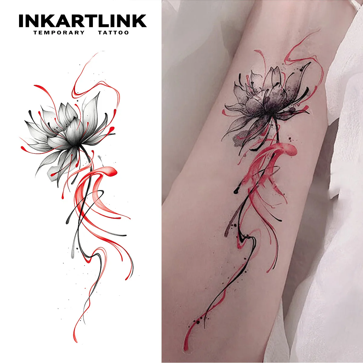 INKARTLINK ملصقات الوشم المؤقت مقاوم للماء الطباعة الملونة الفن نمط المؤقتة الوشم لوازم الحفلات ملصقات DIY