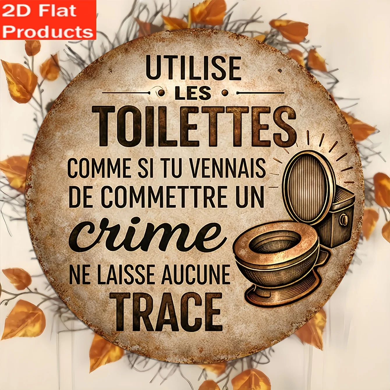 2D Flat, 1pc French Restroom Sign Suitable for Bathroom Decor, Vintage French Language Wall Plaque with 