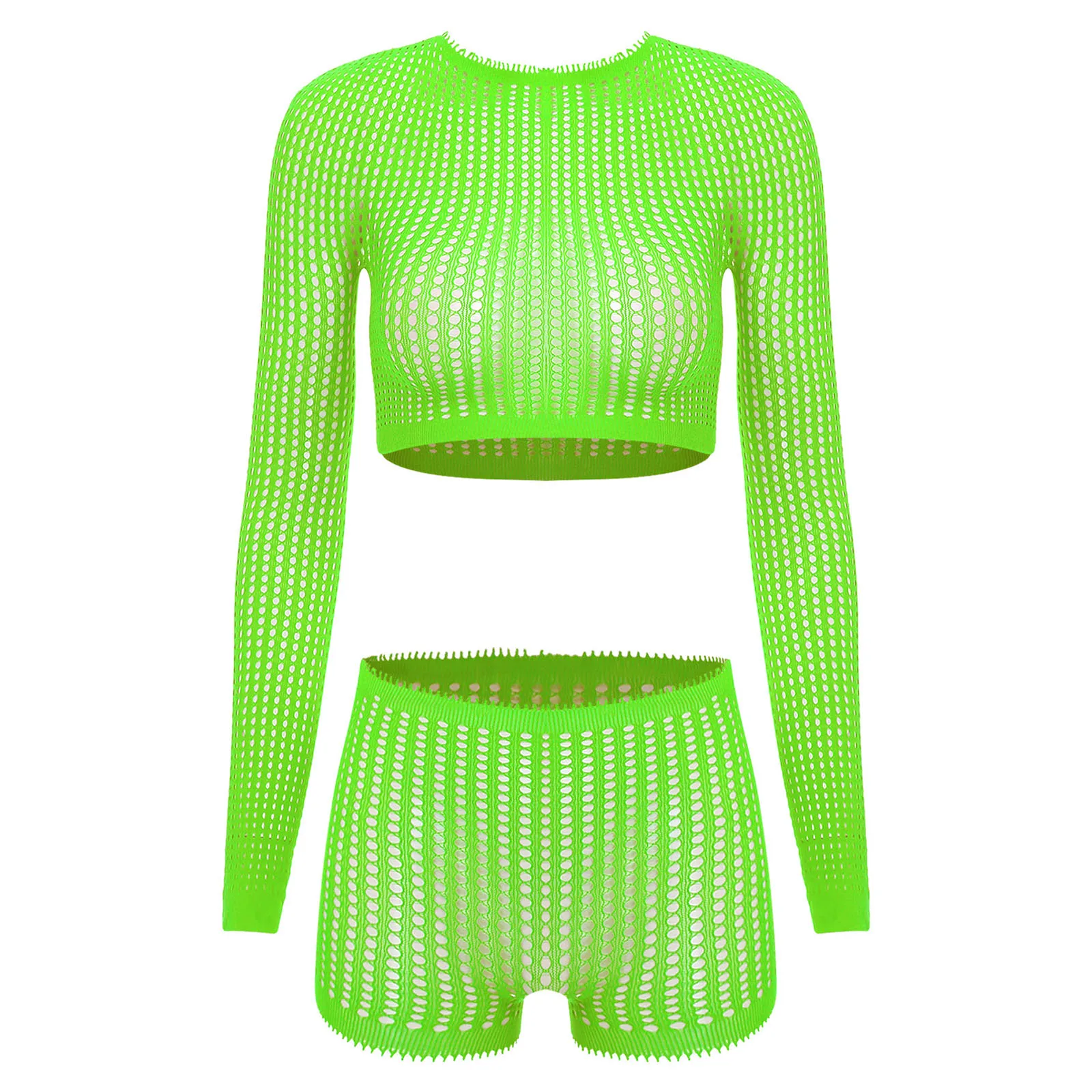 

Women Adult Flirting Outfits Fishnet See Through Crop Top And Short Stretchy Tearable Erotic Couple's Dating Tempting Nightwear