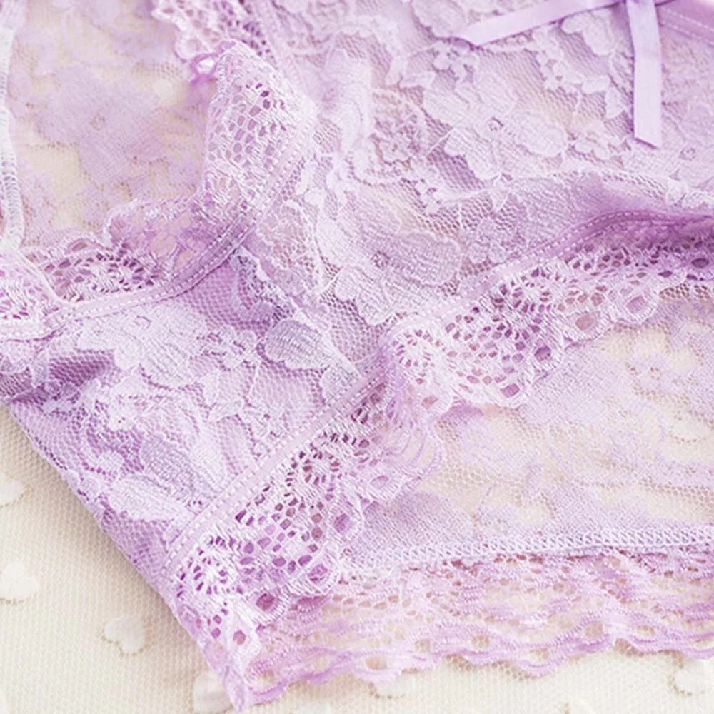 سلس تنفس منتصف الخصر القطن المنشعب السروال القوس زهرة سراويل النايلون مثير ملخصات المرأة ثونغ #4