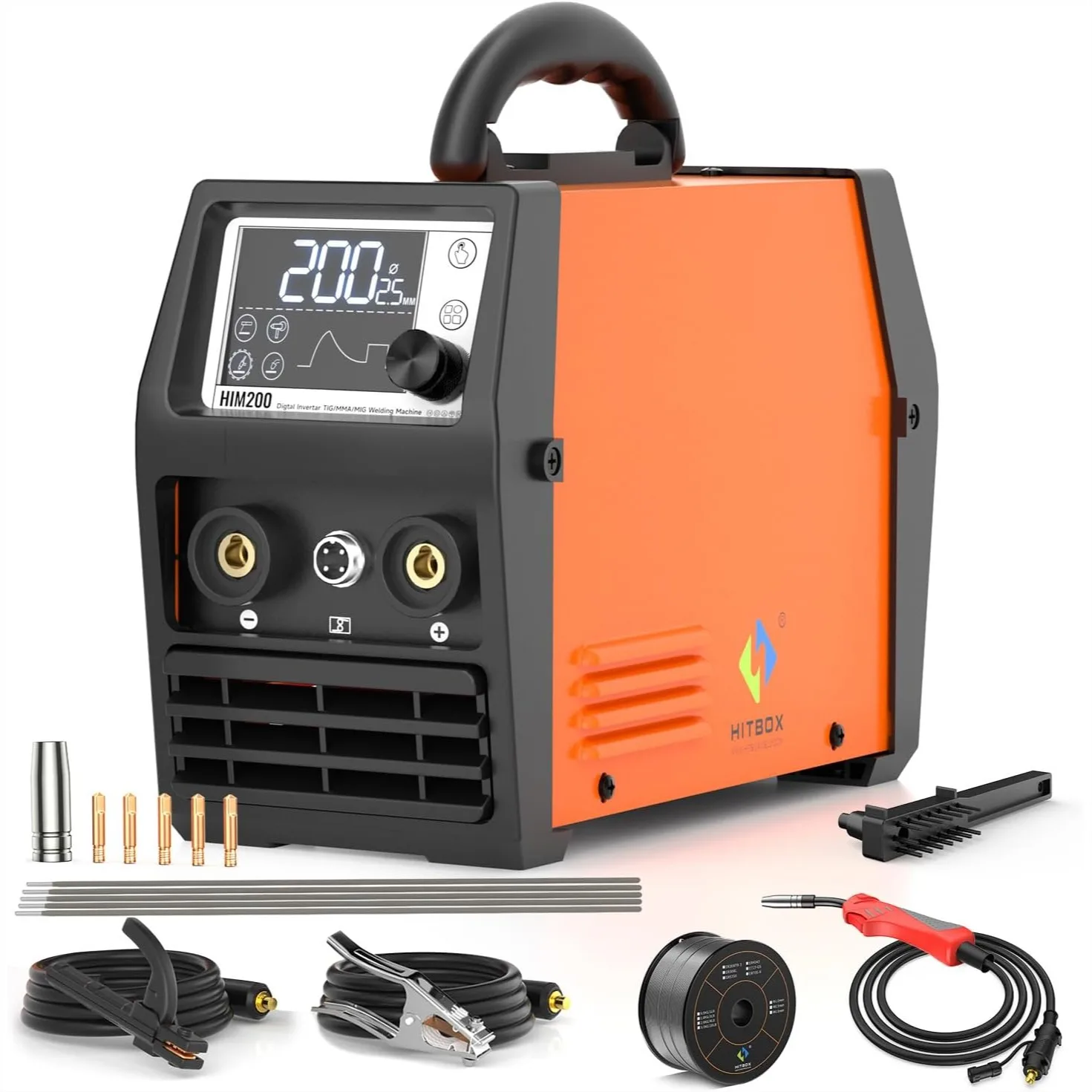 

140A MIG Welder 110V/220V, 4 in 1 Flux Core/Stick/Lift TIG/Spool Gun, Dual Voltage IGBT Inverter with LCD Display, Synergy