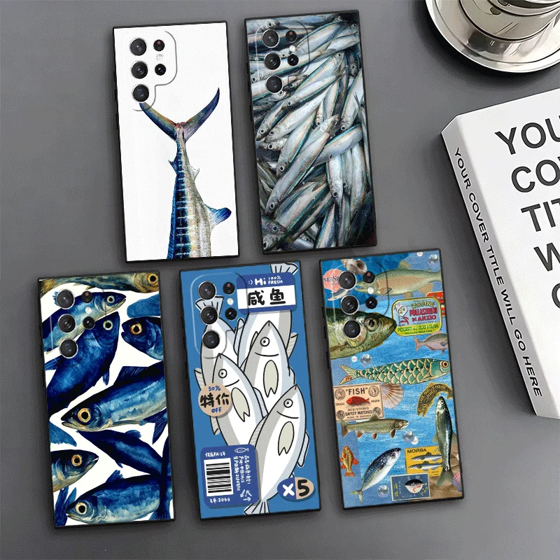 Discounted Salted Fish Phone Case For Samsung Galaxy S24 S25 S26 Ultra S23 Plus S22 S21 FE S20 + Edge Pattern Customized Cover