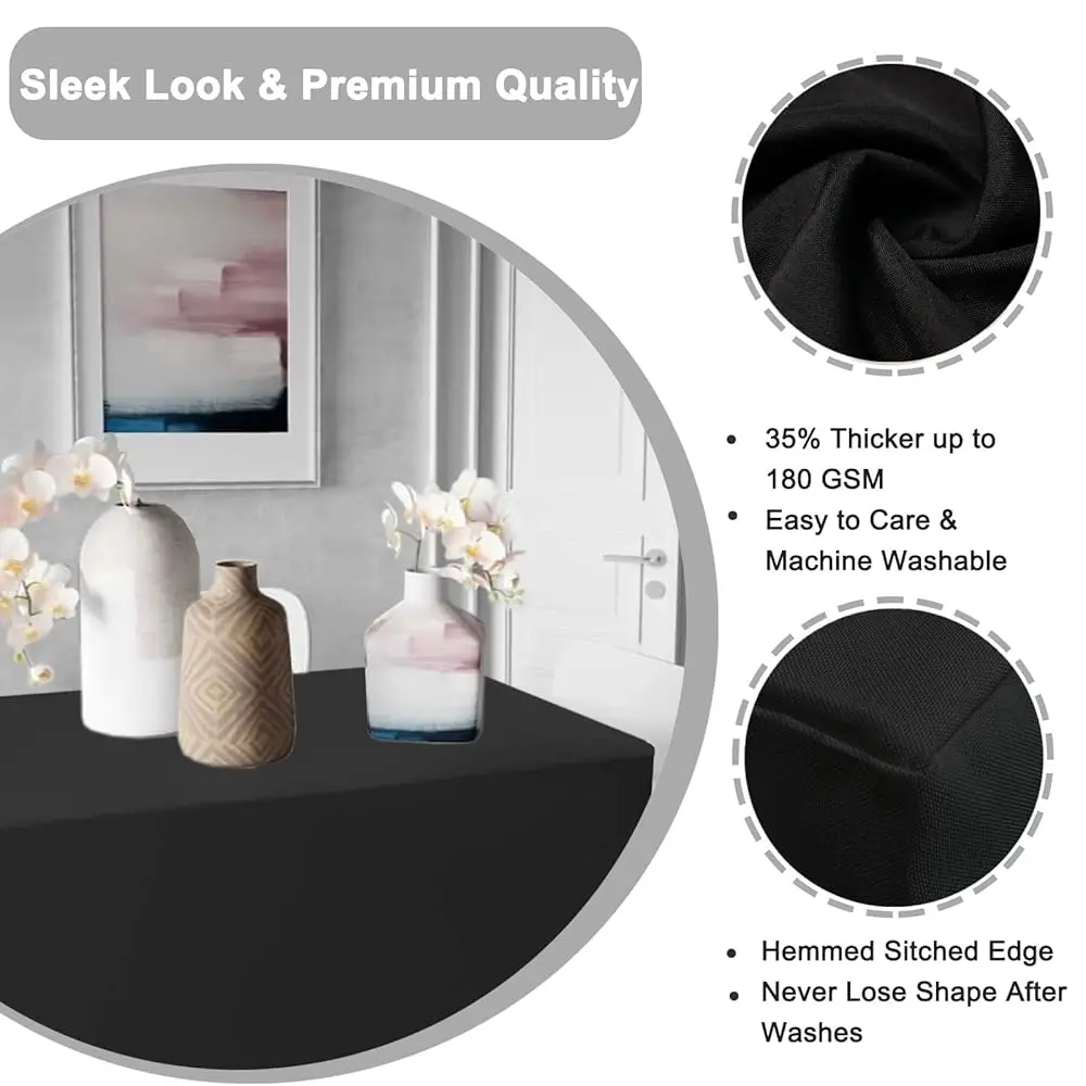 Bla Fitted Tablecloth, 2 Pa Table Clothes For 4 Ft Rec Table, (48X24 H) Polyester Fabric Table Cover For Trade Craft Show,